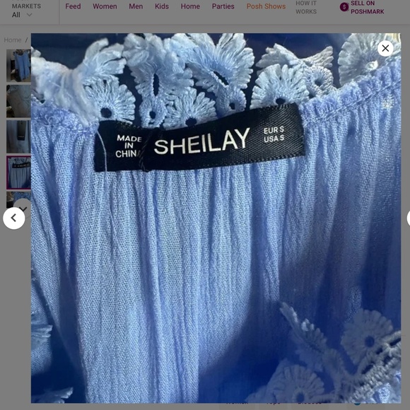 Women’s Tiered Cold Shoulder Lace/ Crochet Detail Tunic Top in PLBL sz S EUC - Picture 5 of 5